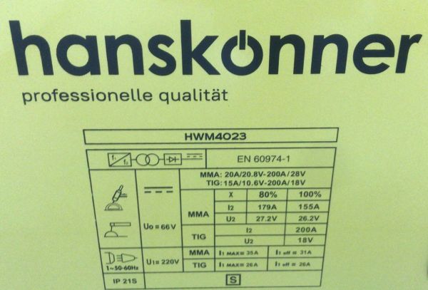 Сварочный инвертор Hanskonner HWM4023